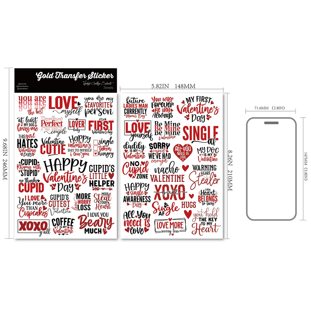 Valentine's Day Phrases UV-DTF Rub-on Stickers