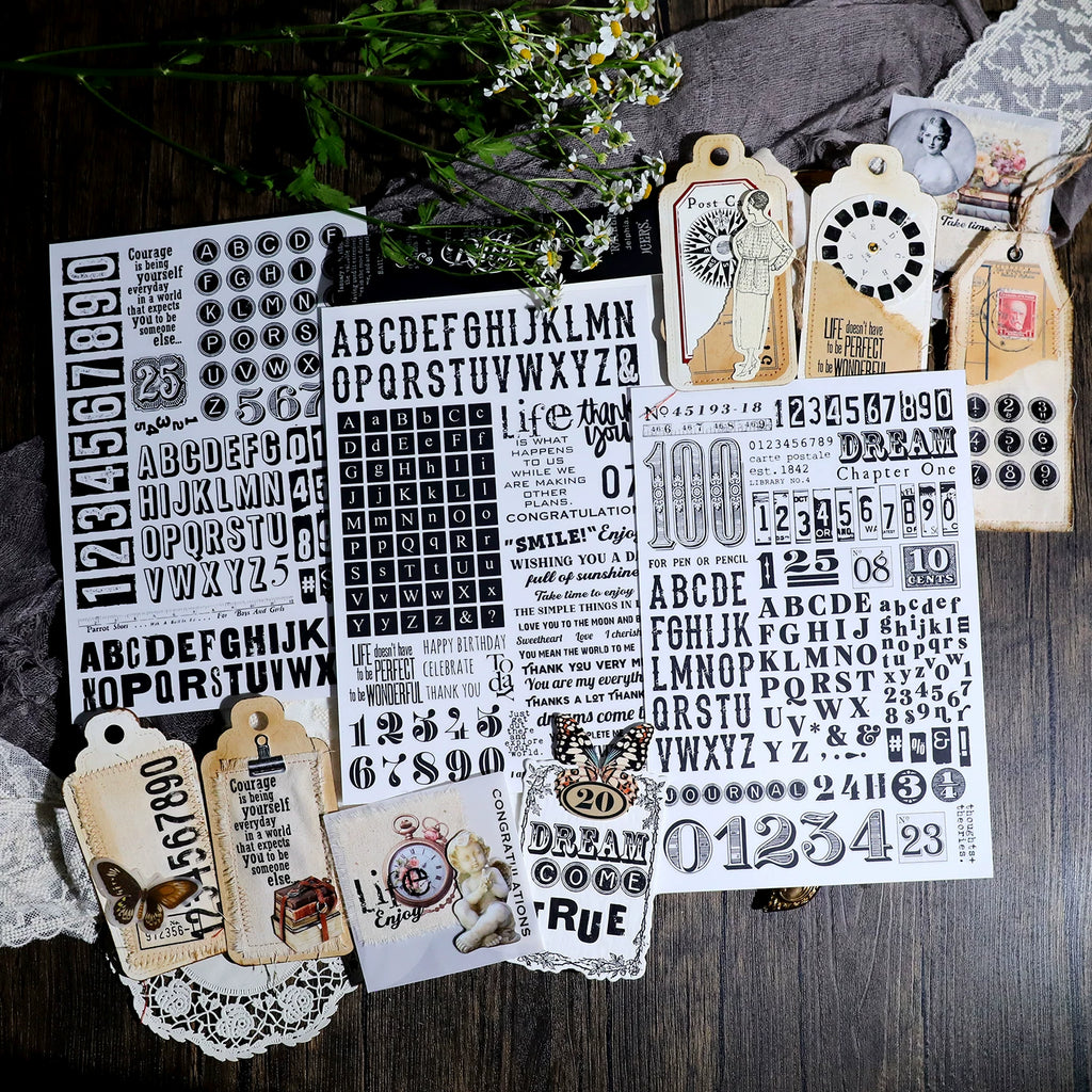Numbers and Letters Matte Rub-on Transfers