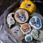 Day of the Dead Halloween Skull Matte Rub-on Transfers 2 Small Sheets