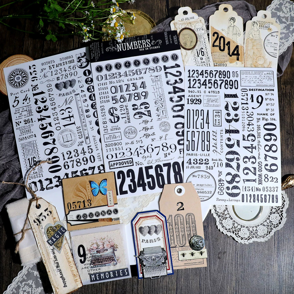 Numbers and Letters Matte Rub-on Transfers