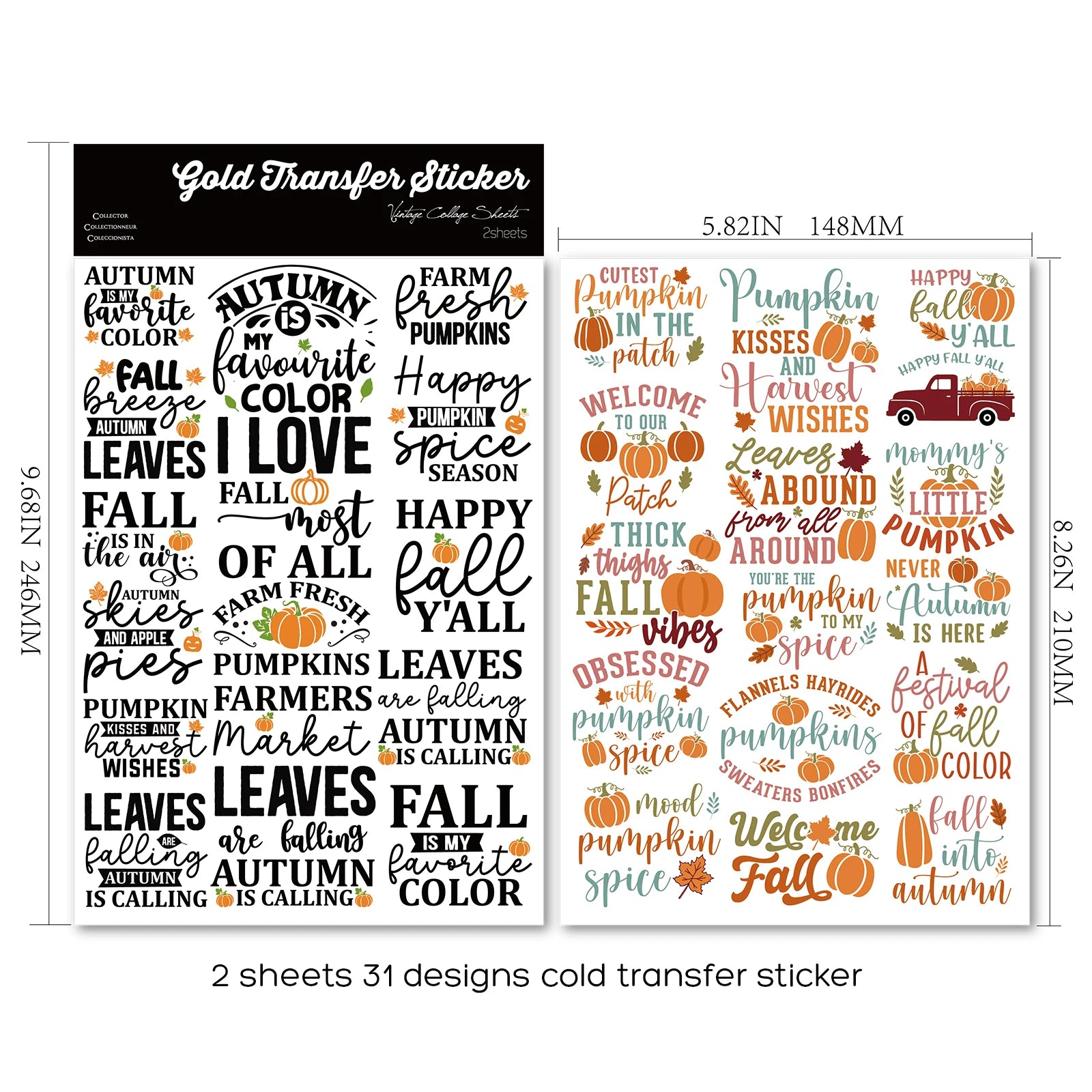 Thanksgiving Quotes UV-DTF Rub-on Stickers