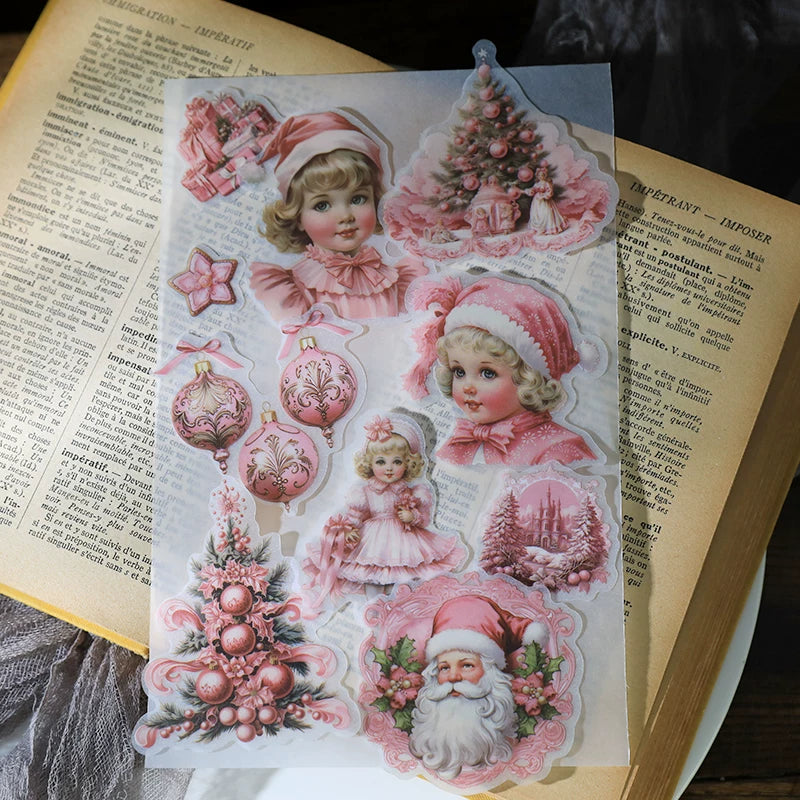 Pink Christmas Vellum Stickers