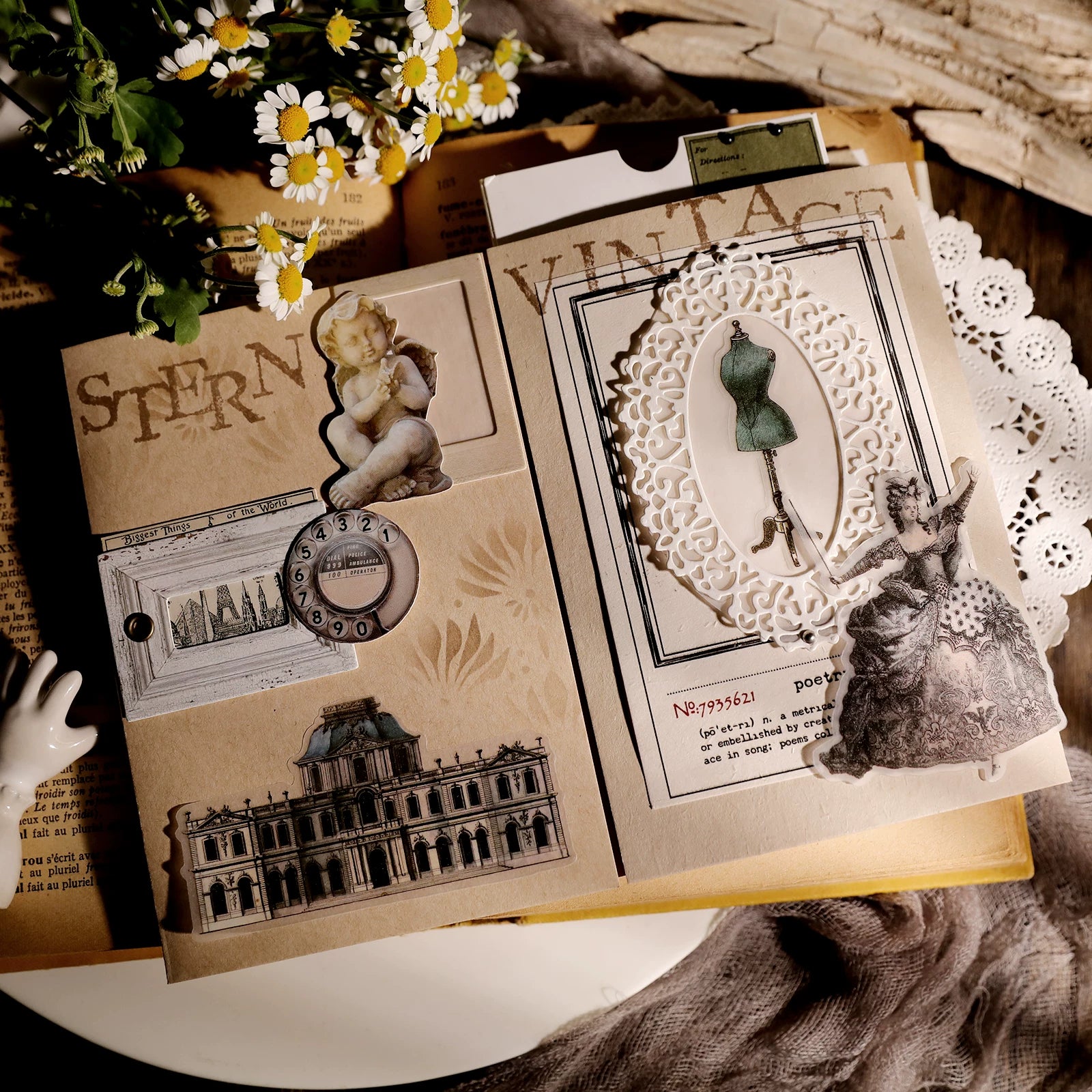 Classical Copperplate Prints Vellum Stickers