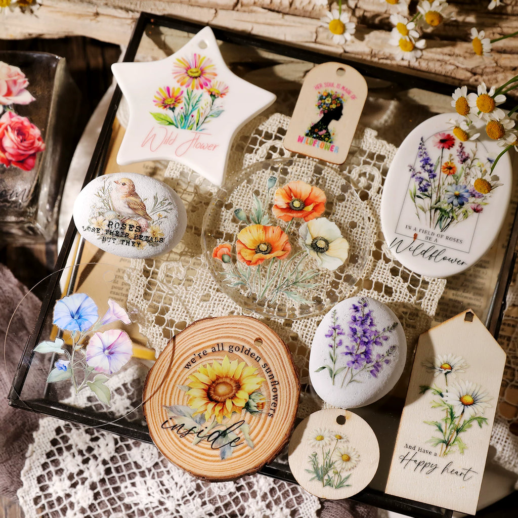 Flower Phrases UV-DTF Rub-on Stickers