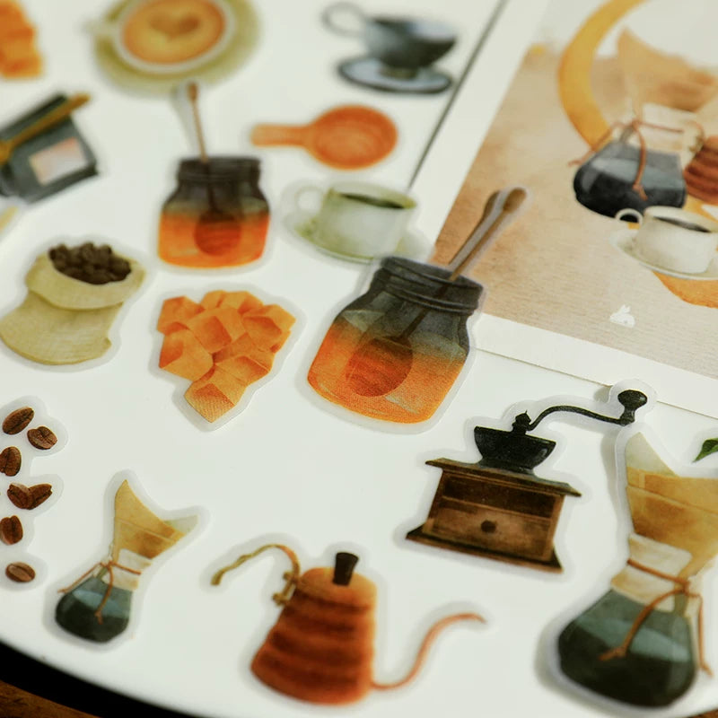 Small Coffee Ingredients Vellum Stickers
