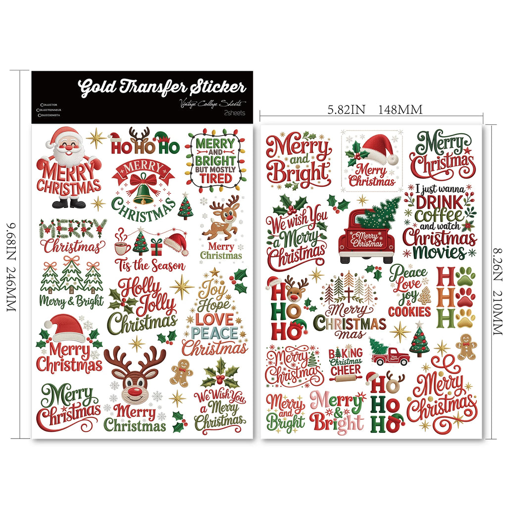 Christmas Embroidery  Quotes UV-DTF Rub-on Stickers