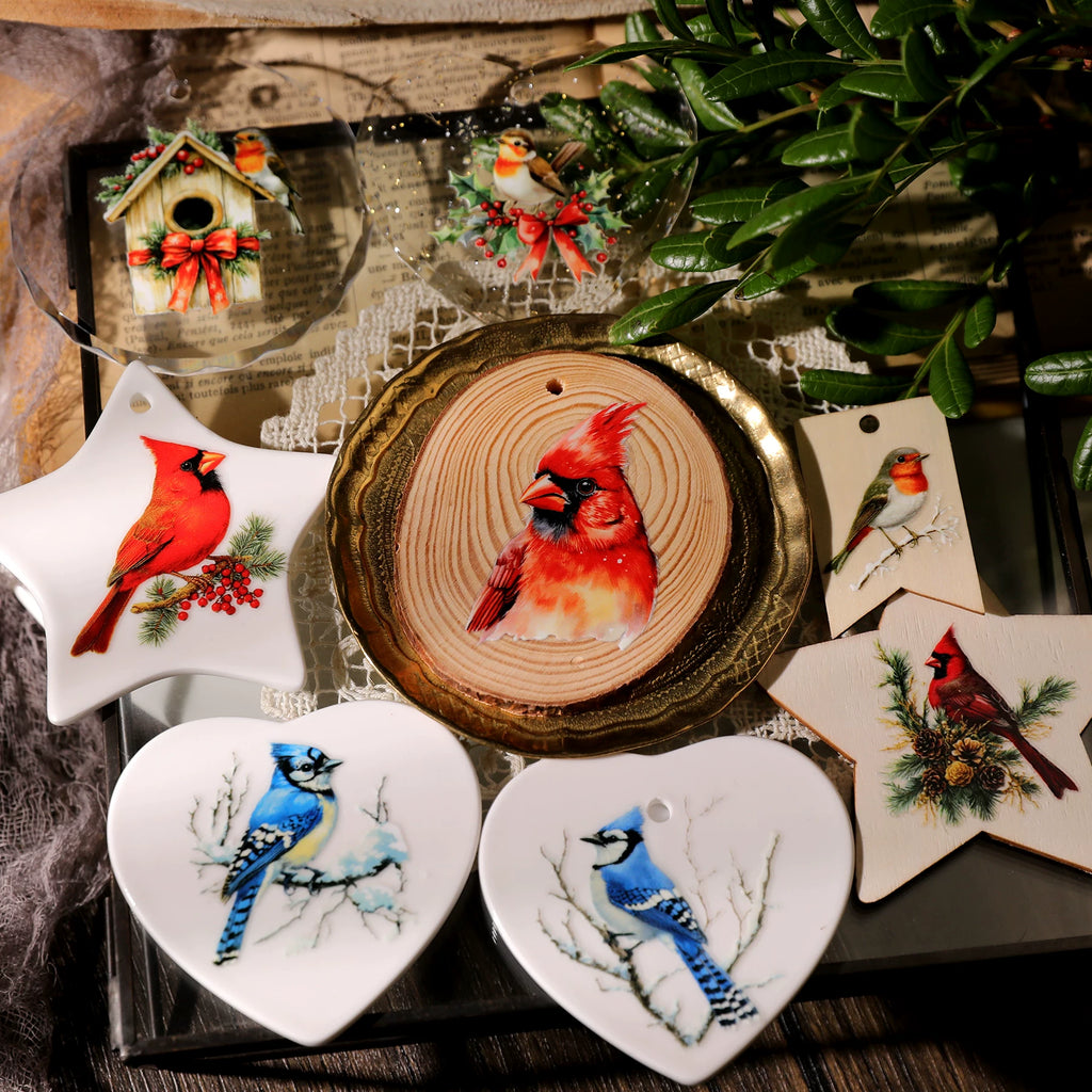 Christmas Birds UV-DTF Rub-on Stickers