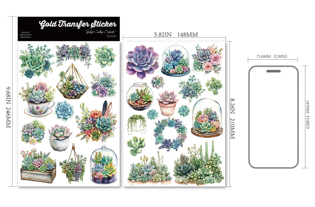 Succulents UV-DTF Rub-on Stickers