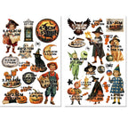 Halloween Matte Rub-on Transfers 2 Small Sheets -Pumpkin