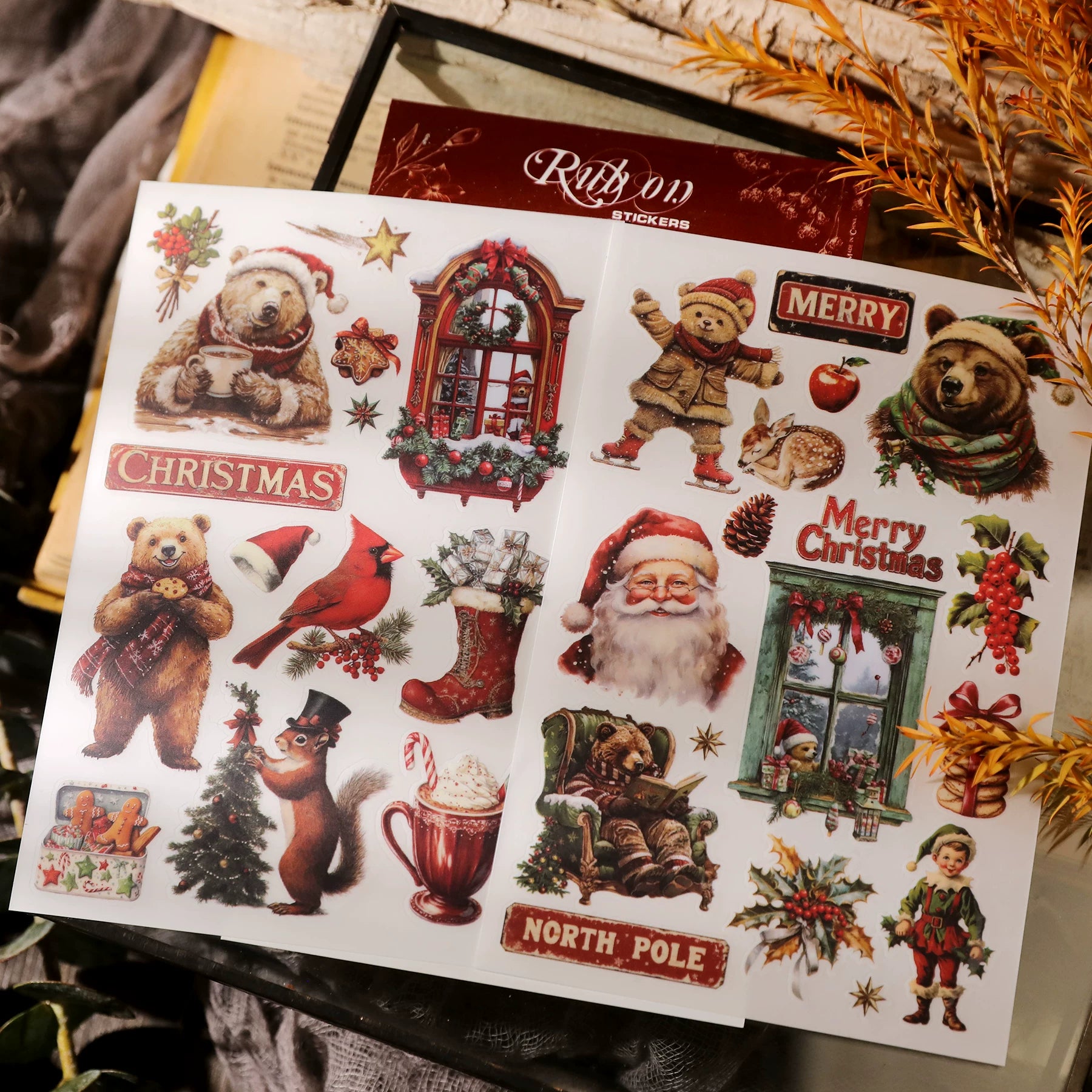 Christmas Matte Rub-on Transfers 2 Small Sheets