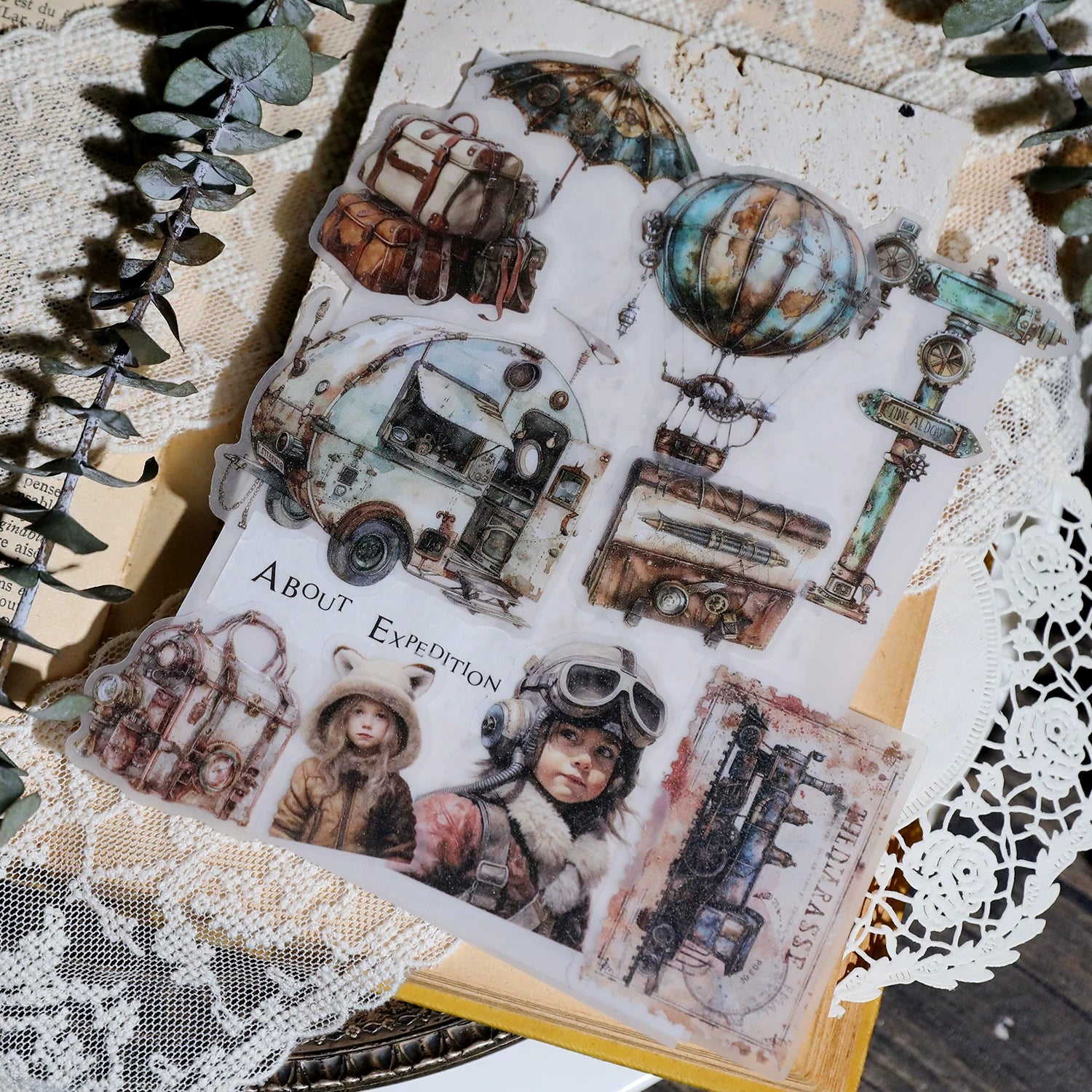 Steam Travel Vellum Stickers
