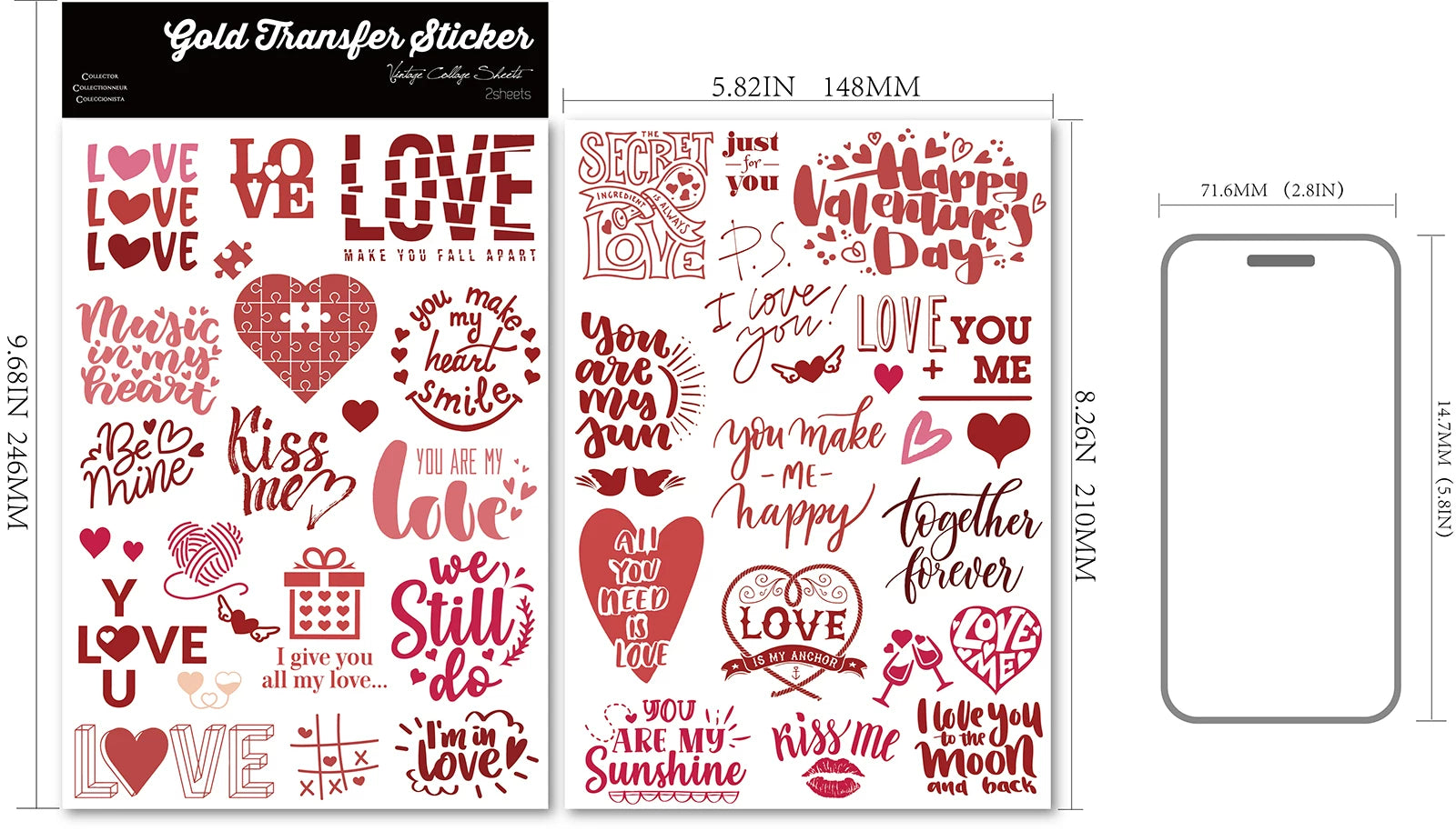 Valentine's Day UV-DTF Rub-on Stickers
