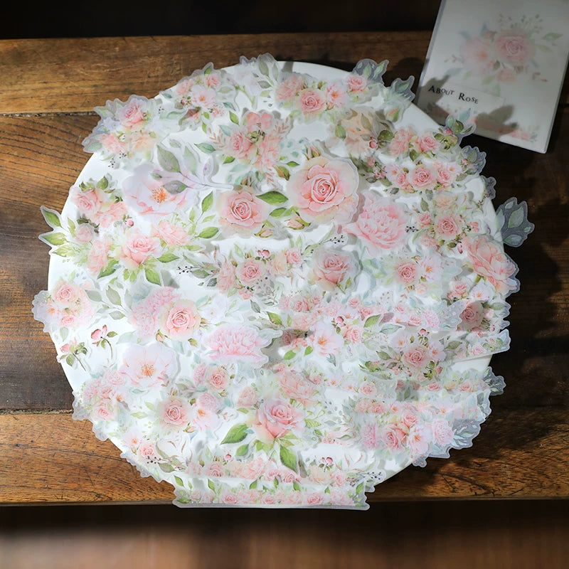 Pink Roses Vellum Stickers