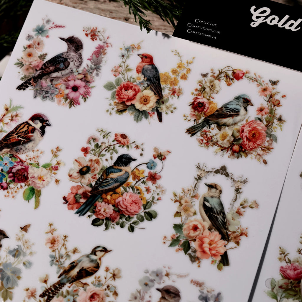 Flowers and Birds UV-DTF Rub-on Stickers