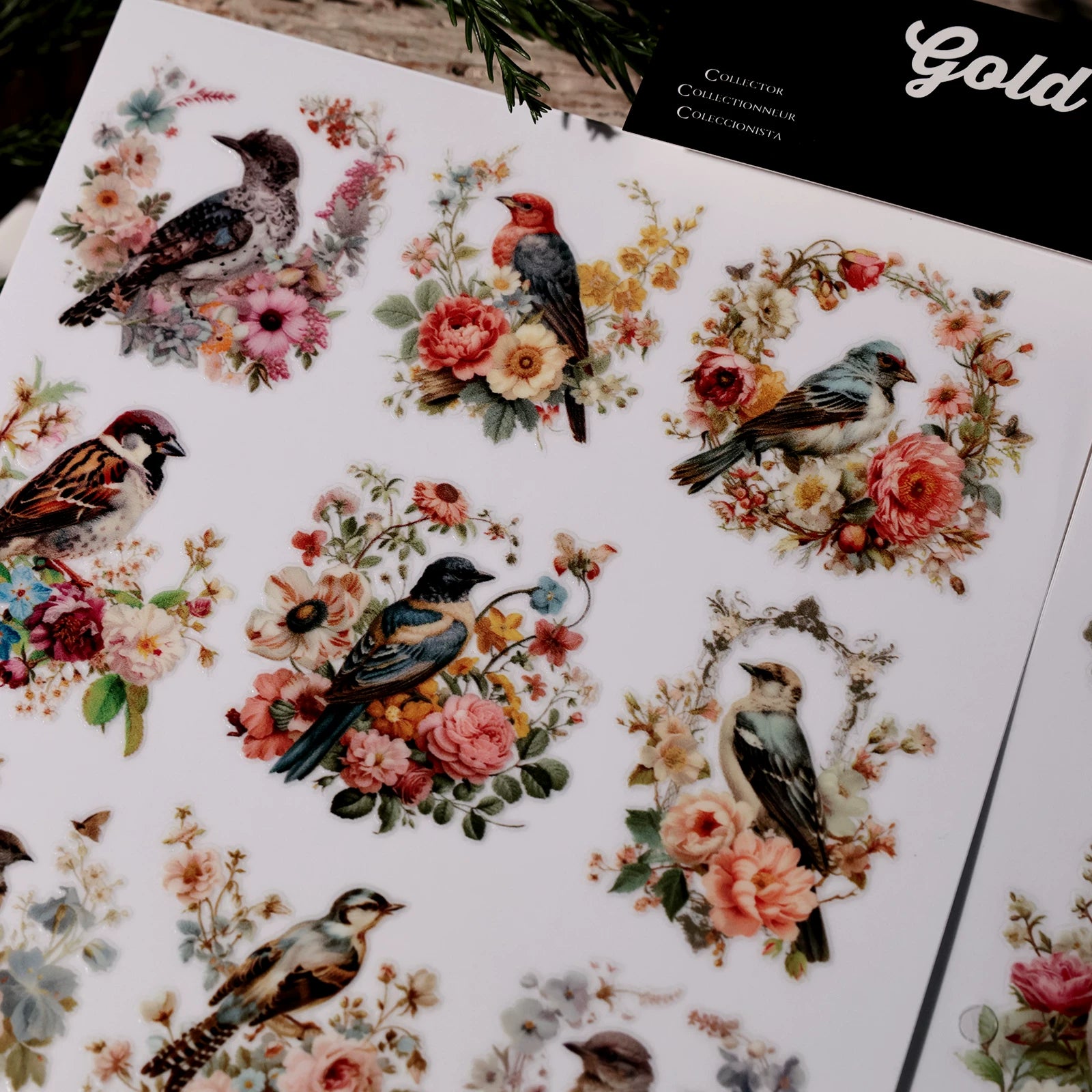 Flowers and Birds UV-DTF Rub-on Stickers