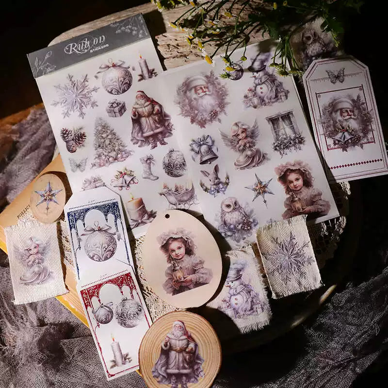 Silver Christmas Matte Rub-on Transfers 2 Small Sheets