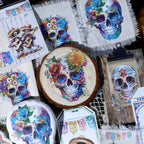 Day of the Dead Halloween Skull Matte Rub-on Transfers 2 Small Sheets