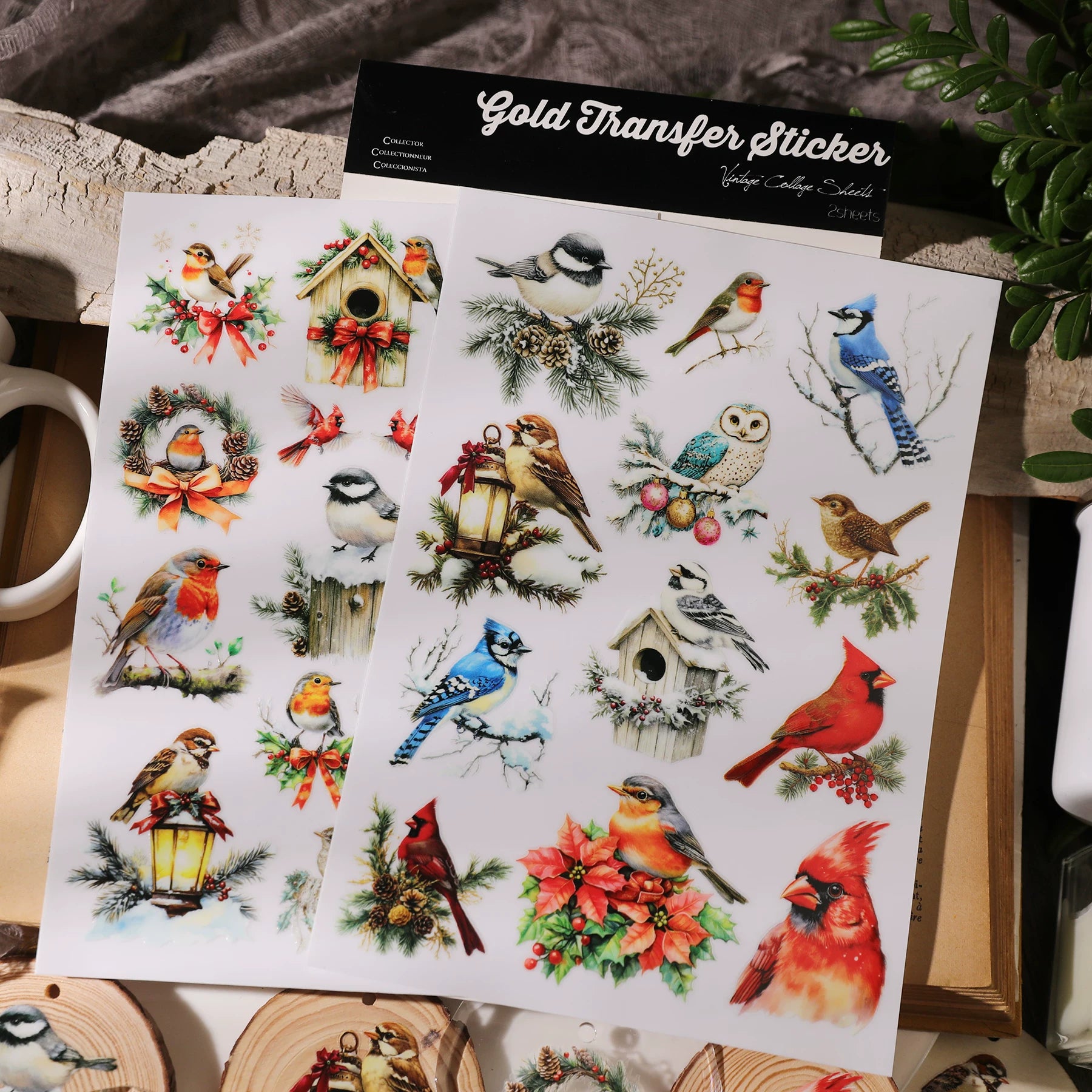 Christmas Birds UV-DTF Rub-on Stickers
