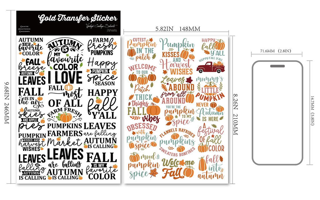Thanksgiving Quotes UV-DTF Rub-on Stickers