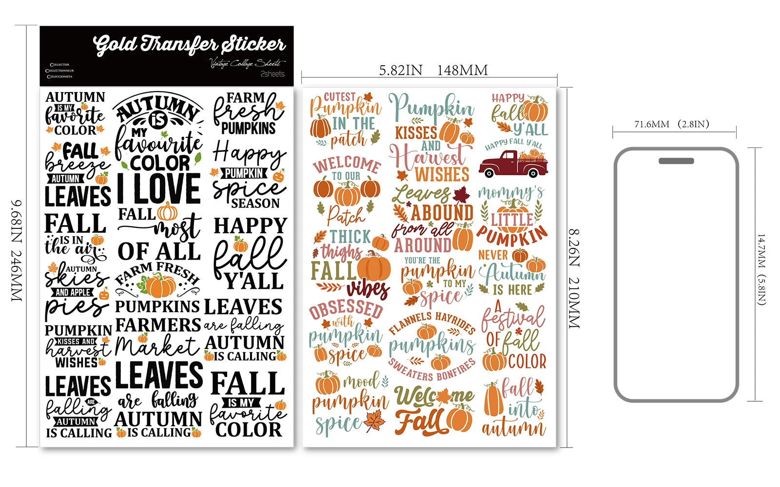 Thanksgiving Quotes UV-DTF Rub-on Stickers