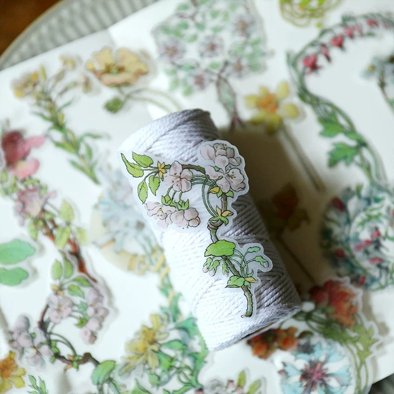 Vintage Watercolor Flowers Vellum Stickers
