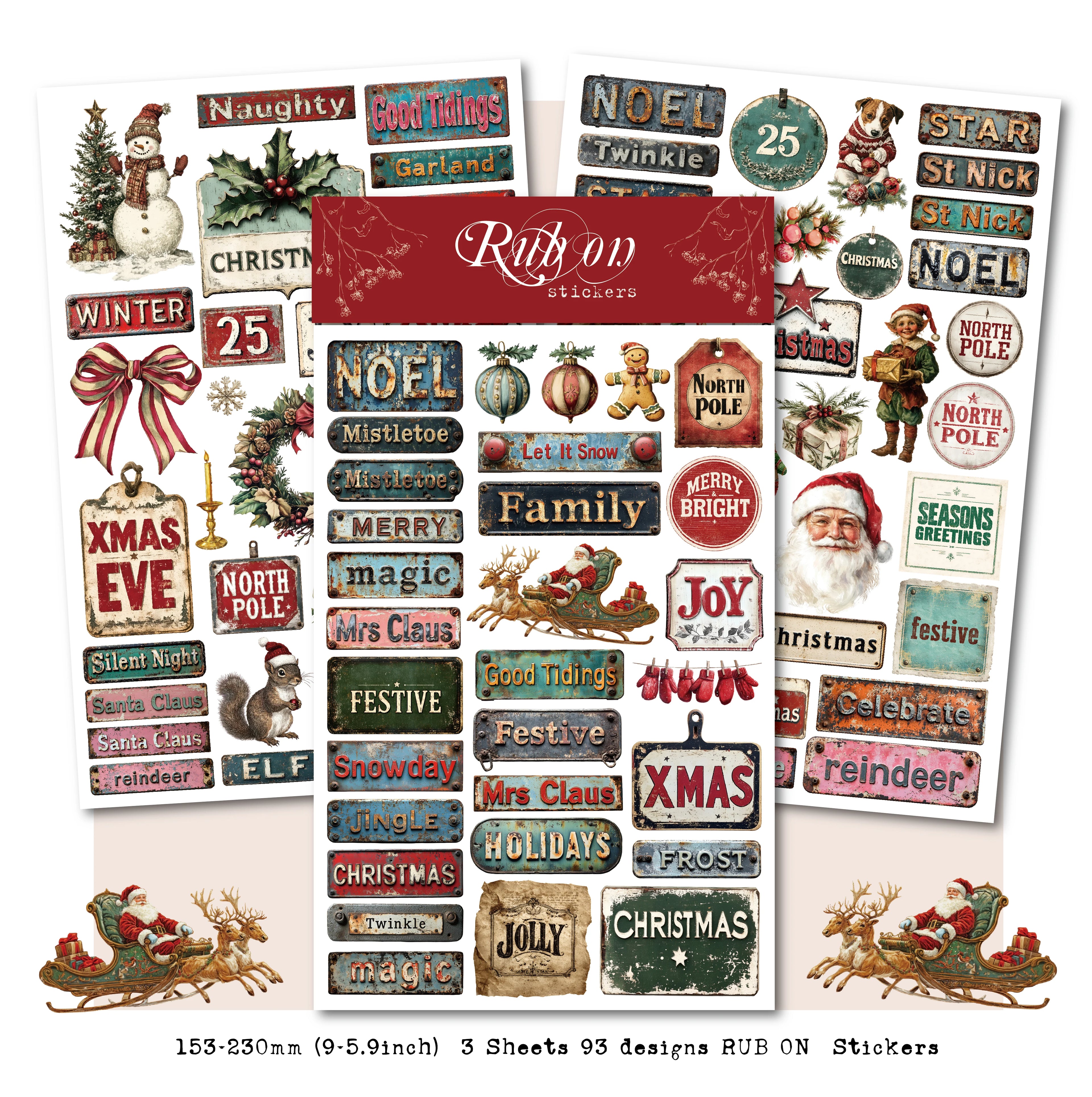 Christmas Signs Matte Rub-on Transfers