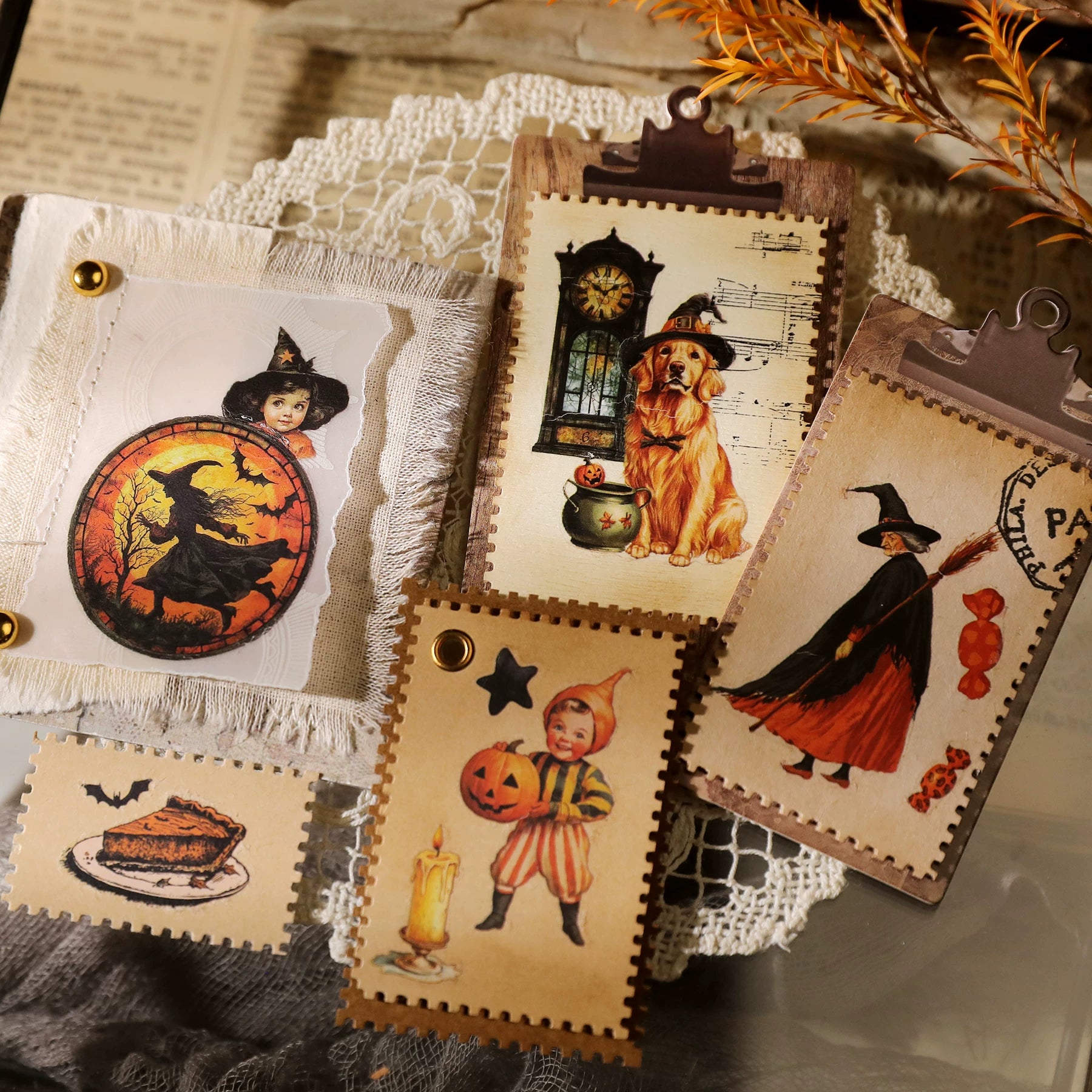 Halloween Matte Rub-on Transfers 2 Small Sheets -Pumpkin