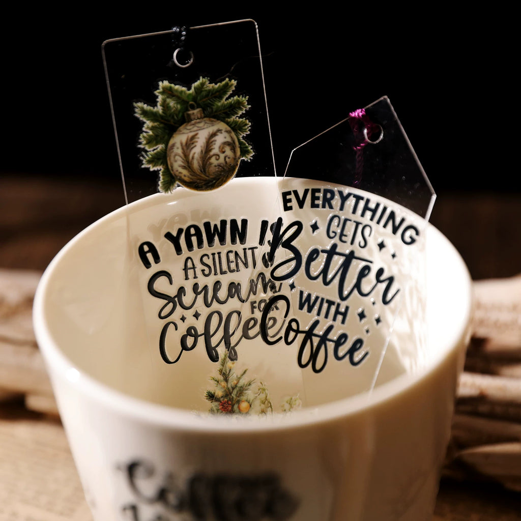 Coffee Phrases UV-DTF Rub-on Stickers