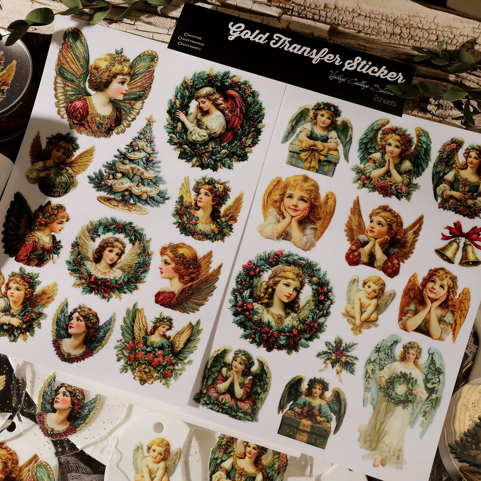 Angels UV-DTF Rub-on Stickers - Green Gold