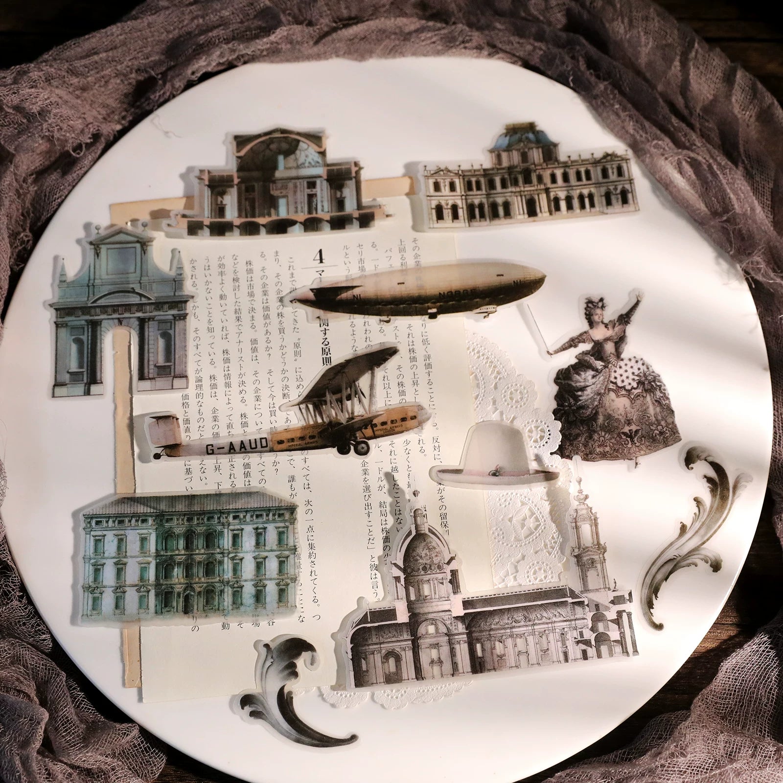 Classical Copperplate Prints Vellum Stickers