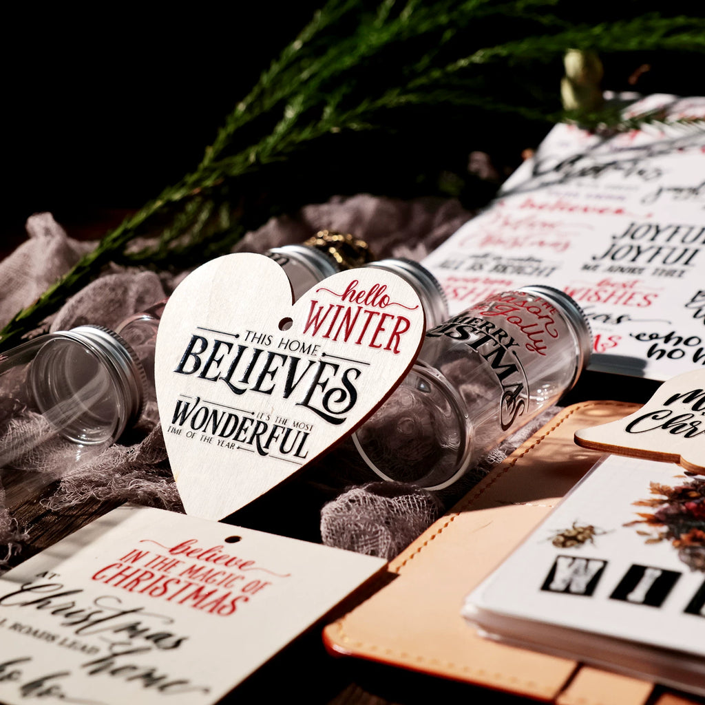 Christmas Black and Red Quotes UV-DTF Rub-on Stickers