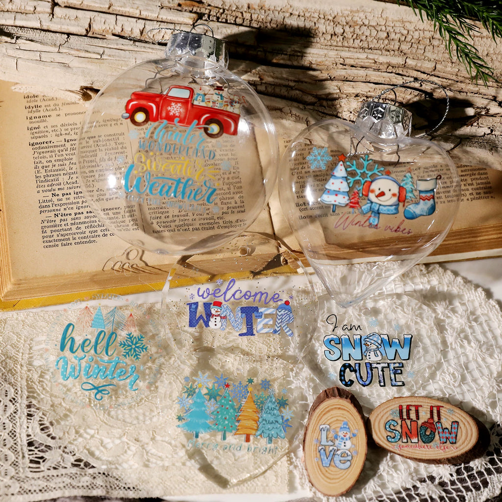 Christmas Snow UV-DTF Rub-on Stickers