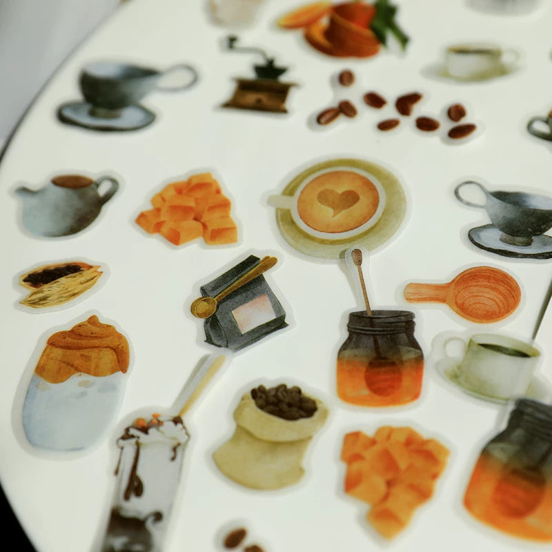 Small Coffee Ingredients Vellum Stickers