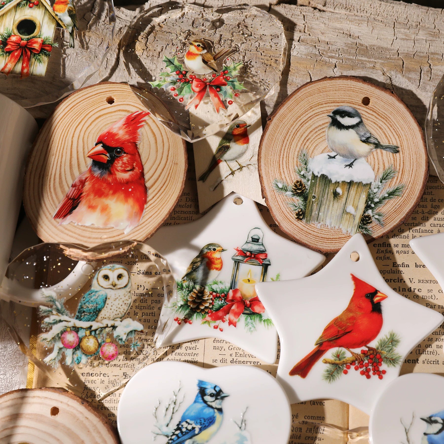 Christmas Birds UV-DTF Rub-on Stickers