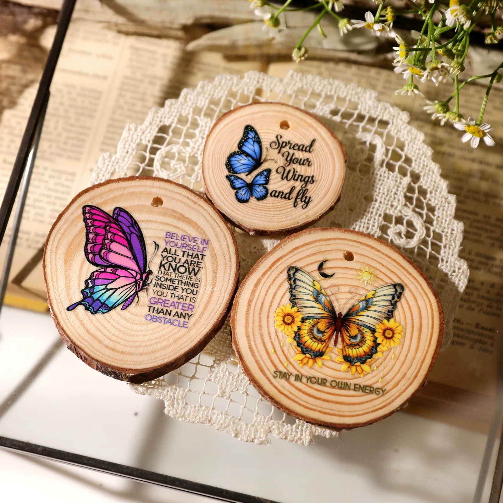Butterflies Phrases UV-DTF Rub-on Stickers