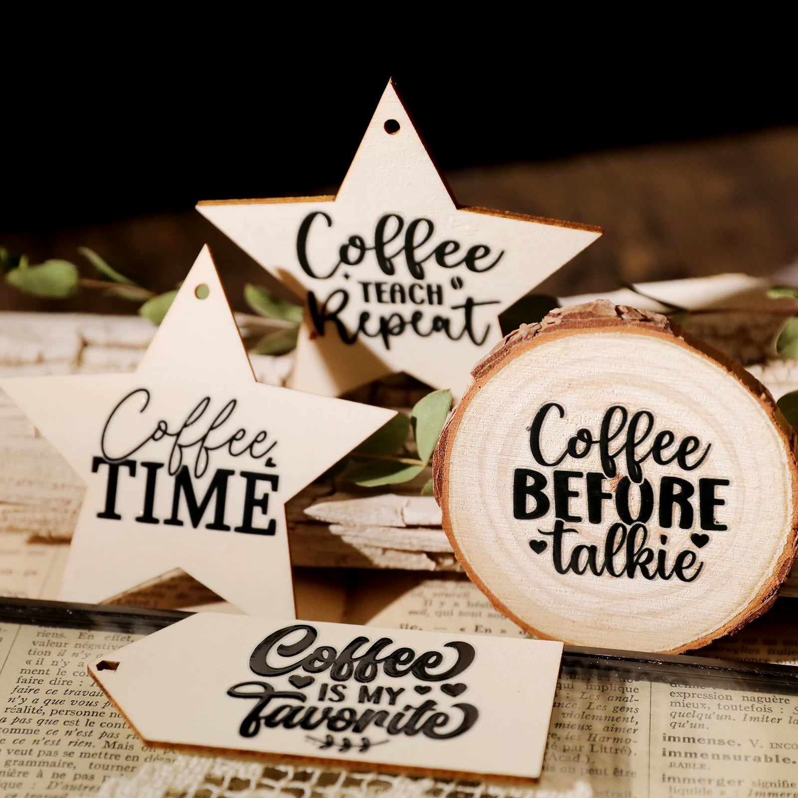 Coffee Phrases UV-DTF Rub-on Stickers