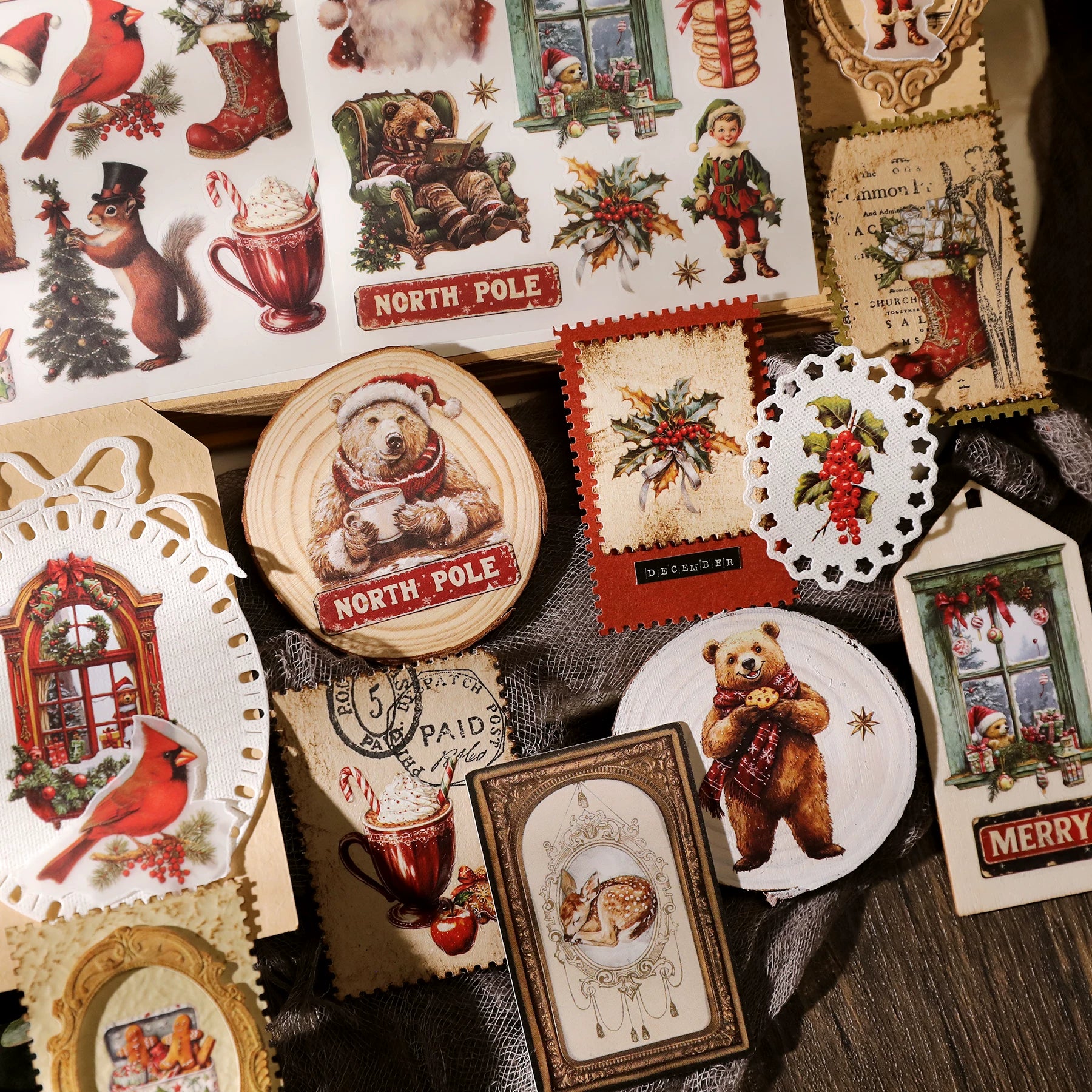 Christmas Matte Rub-on Transfers 2 Small Sheets