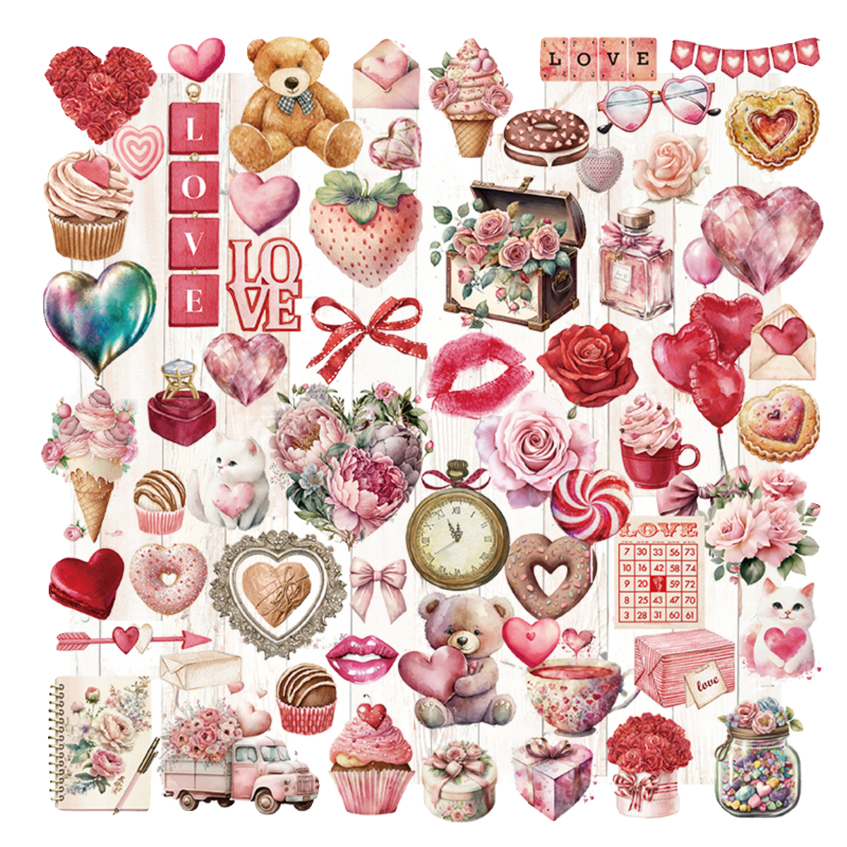 Pink Valentine's Day Vellum Stickers