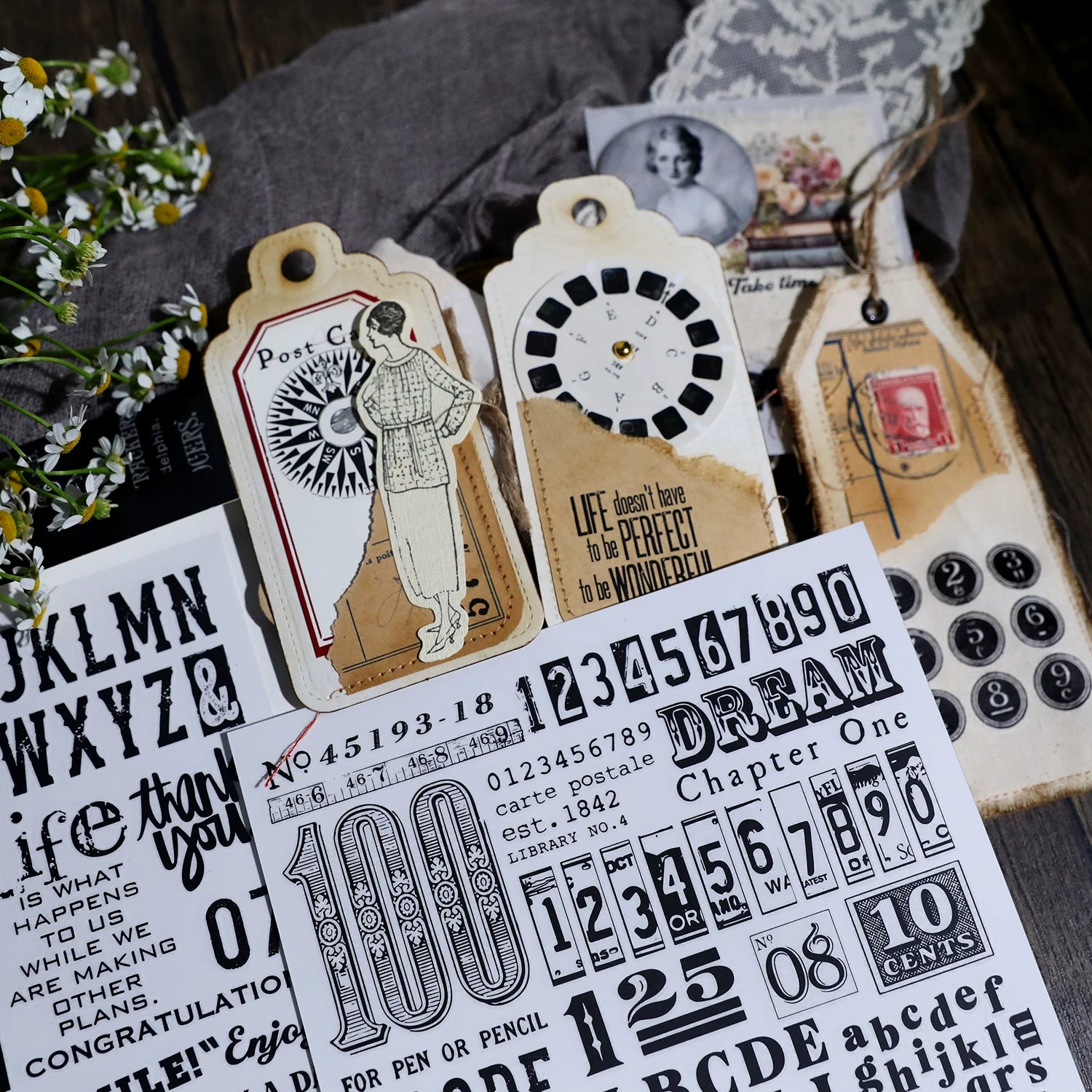 Numbers and Letters Matte Rub-on Transfers