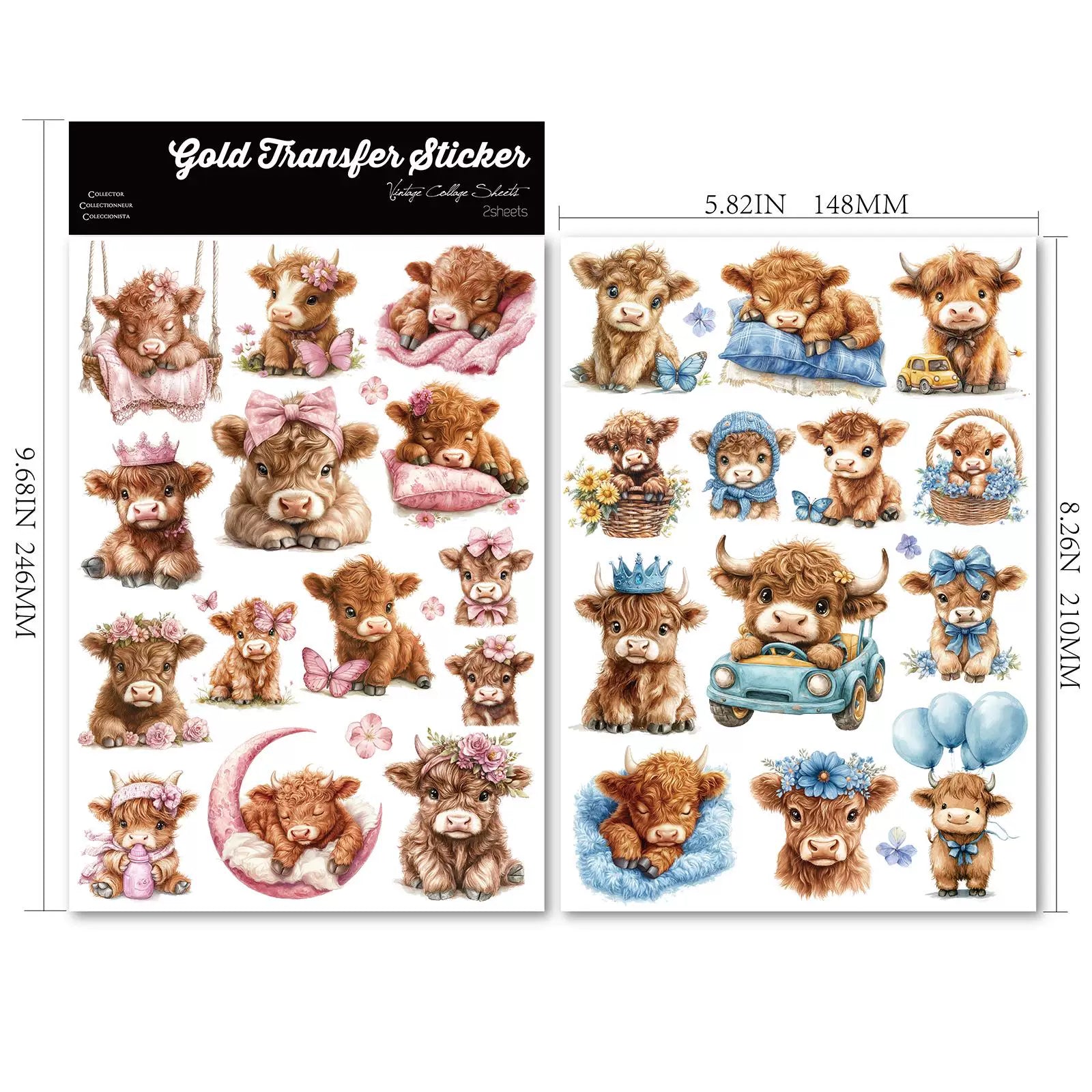 West Highland Cow UV-DTF Rub-on Stickers