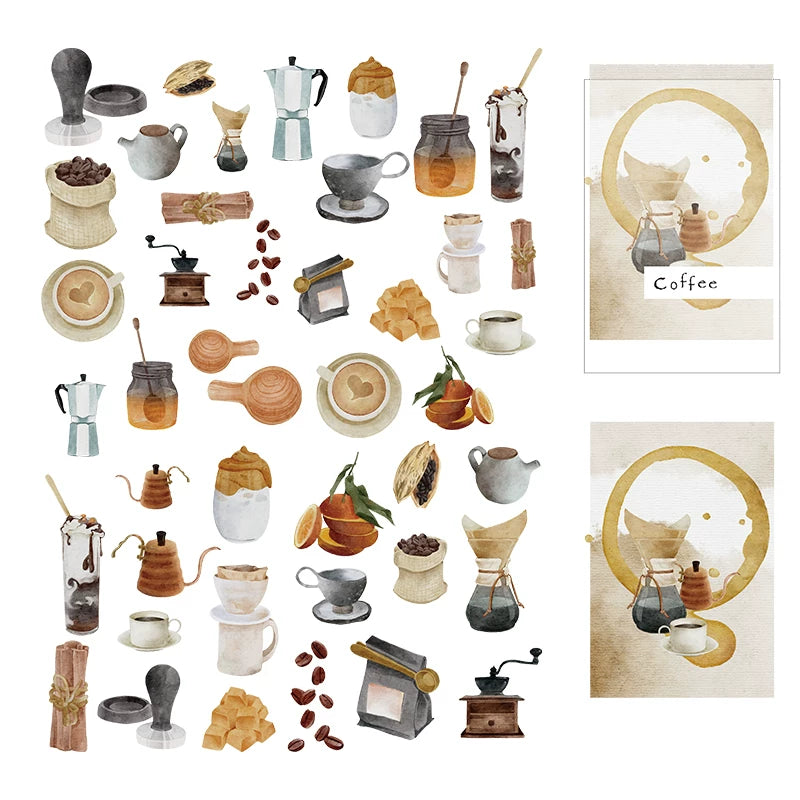 Small Coffee Ingredients Vellum Stickers