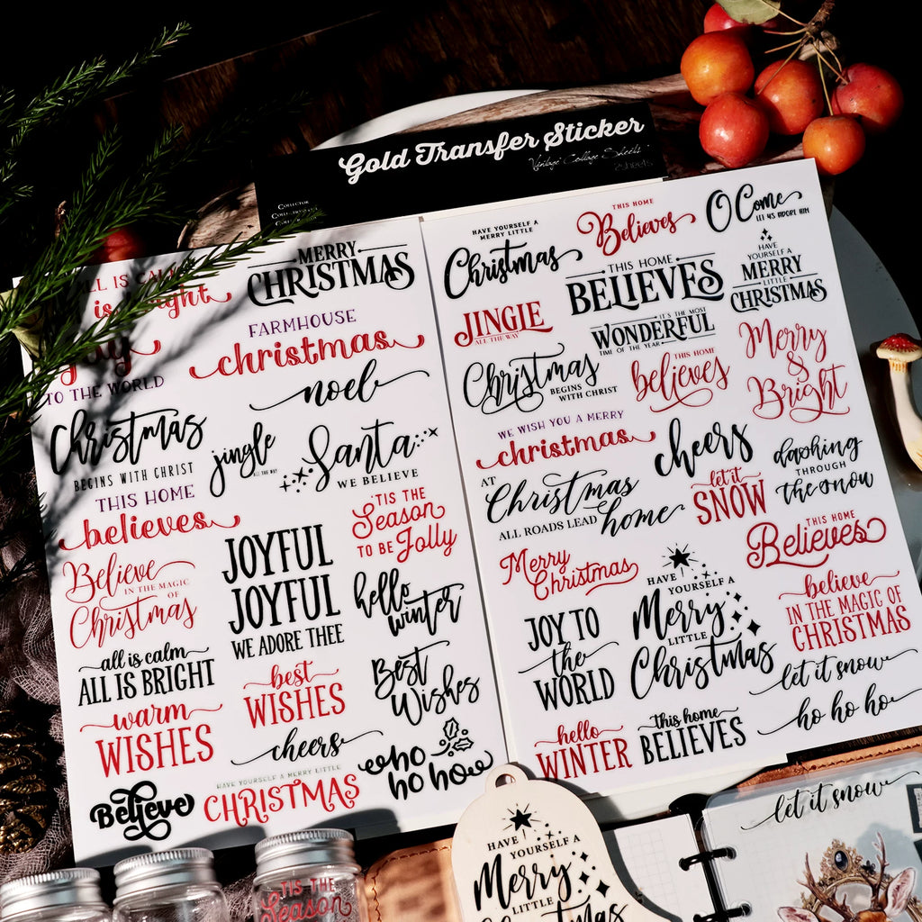 Christmas Black and Red Quotes UV-DTF Rub-on Stickers