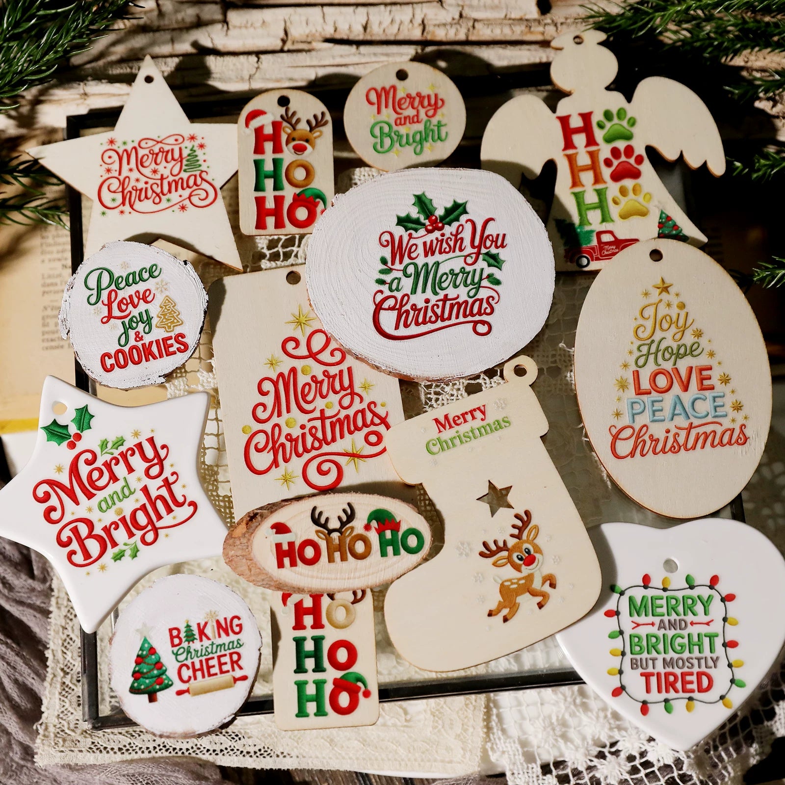 Christmas Embroidery  Quotes UV-DTF Rub-on Stickers