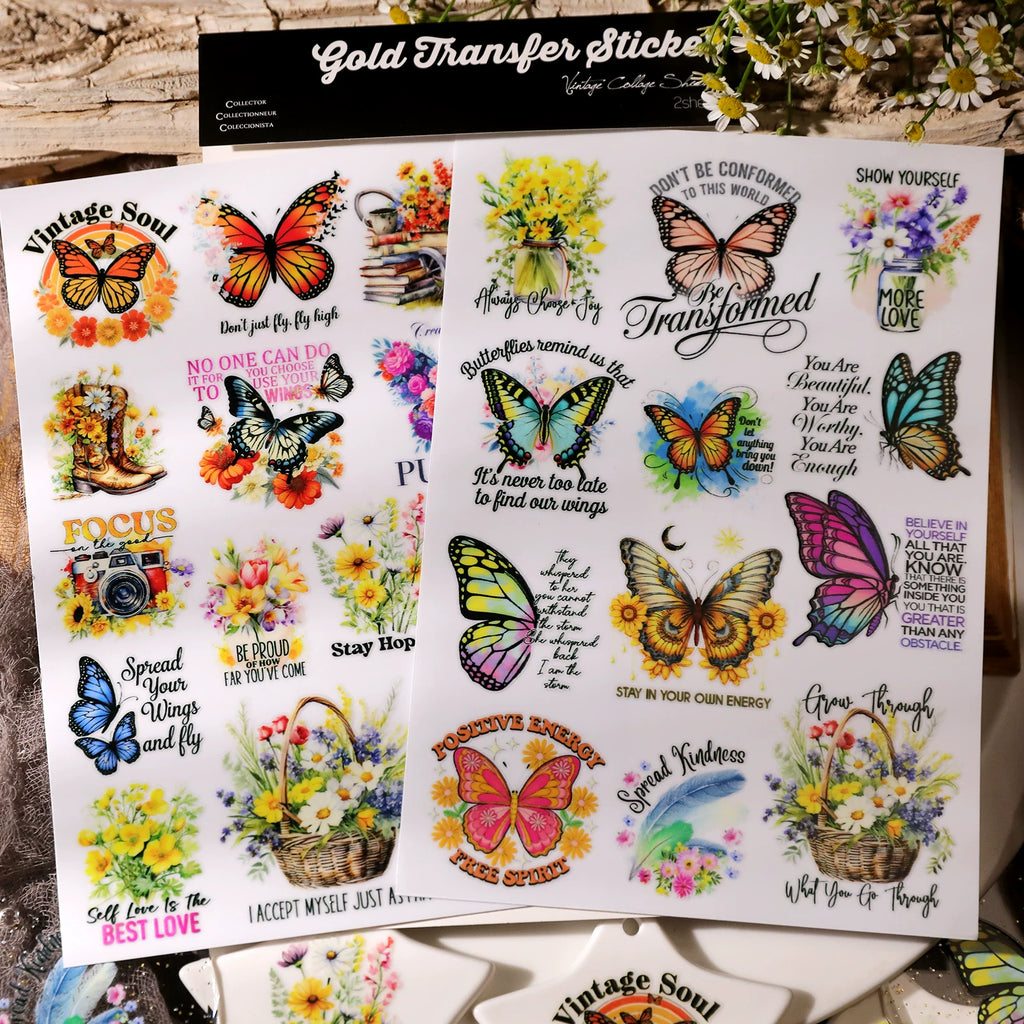 Butterflies Phrases UV-DTF Rub-on Stickers