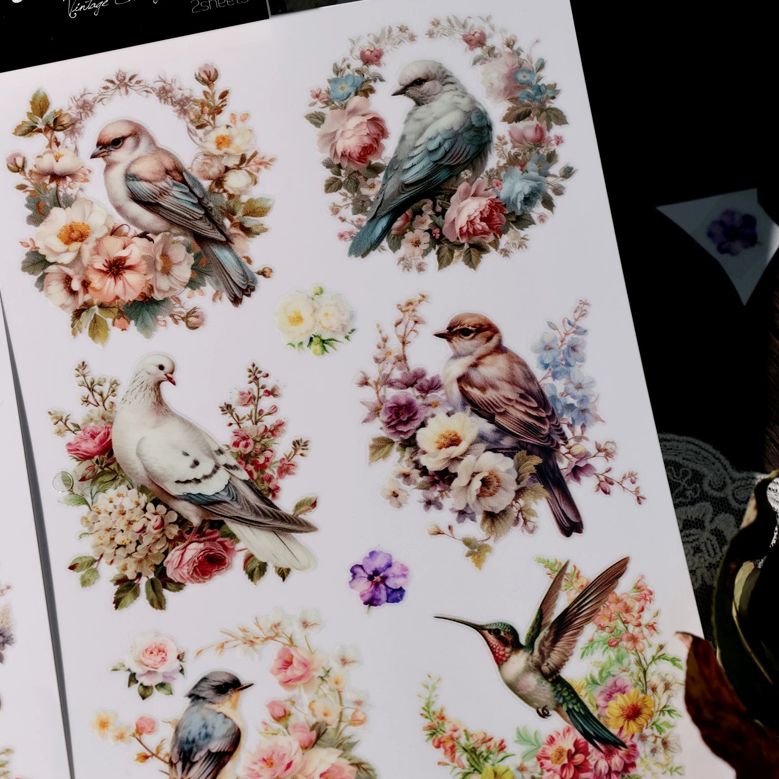 Flowers and Birds UV-DTF Rub-on Stickers