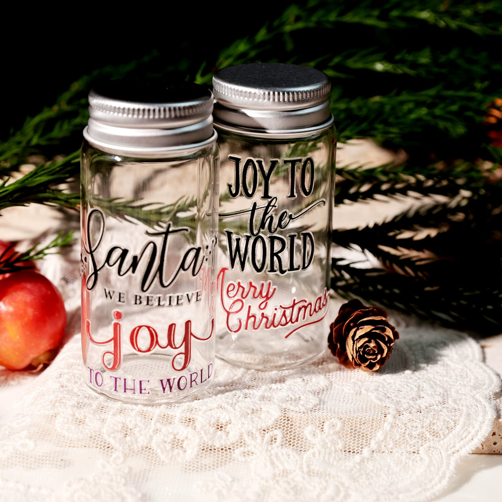 Christmas Black and Red Quotes UV-DTF Rub-on Stickers
