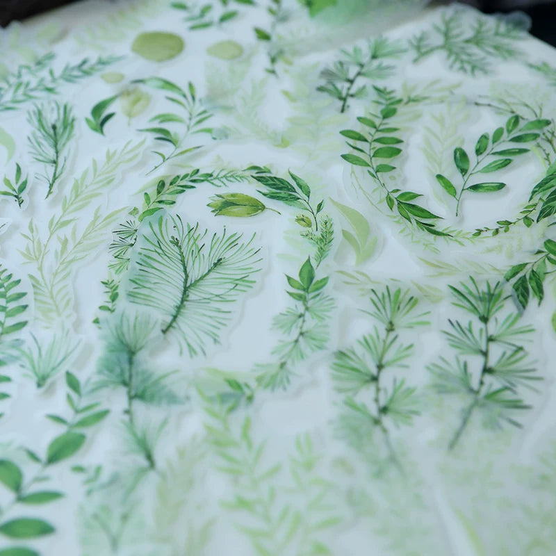 Fresh Green Leaves Vellum Stickers