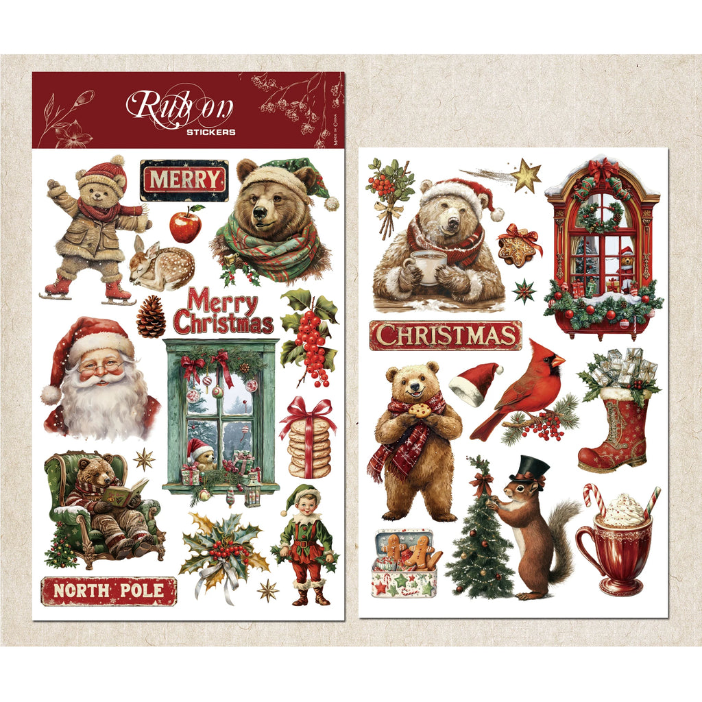 Christmas Matte Rub-on Transfers 2 Small Sheets