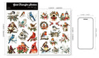Christmas Birds UV-DTF Rub-on Stickers