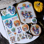 Day of the Dead Halloween Skull Matte Rub-on Transfers 2 Small Sheets